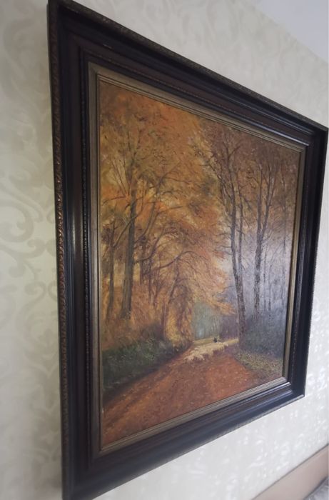 Антикварна картина на платно с маслени бои стил експресионизъм пейзаж