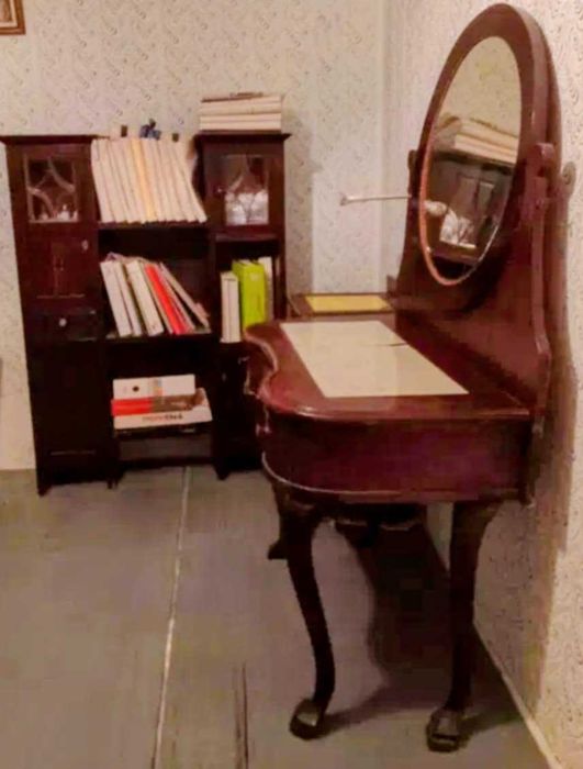 Masa machiaj/Toaleta lemn masiv interbelică Art Deco oglindărabatabila