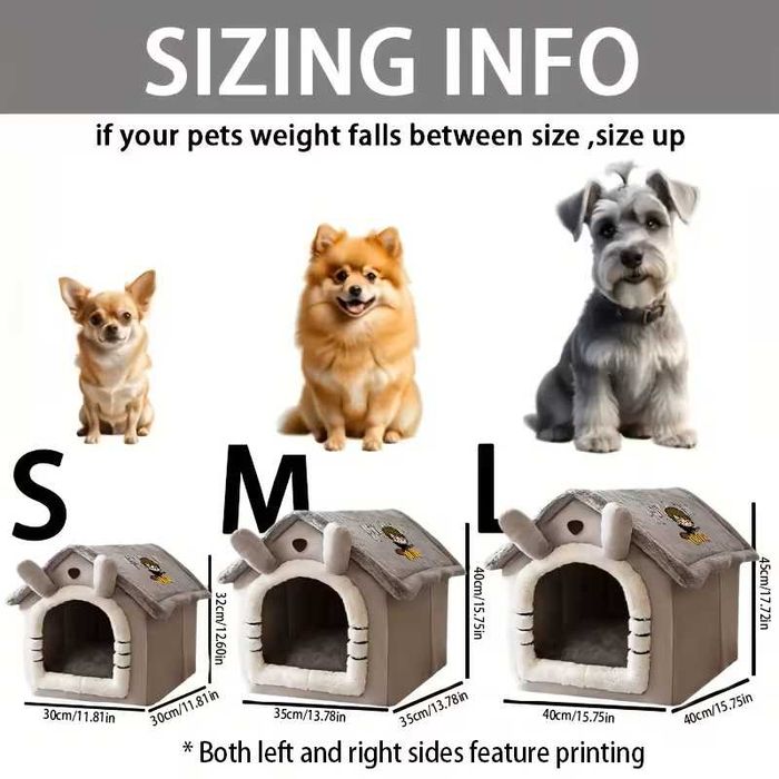 Мека къща за домашни любимци с мека възглавница, кучета, котки размери