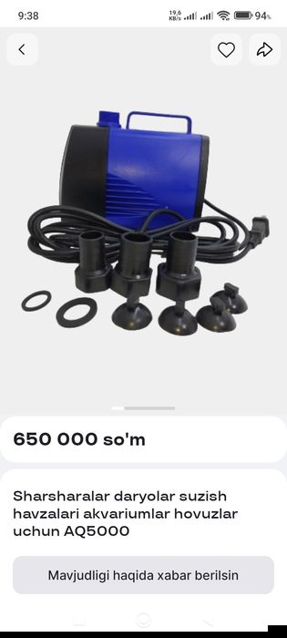 AQ 5000 Akvarium lar suzish xavzali sharsharalar ucun