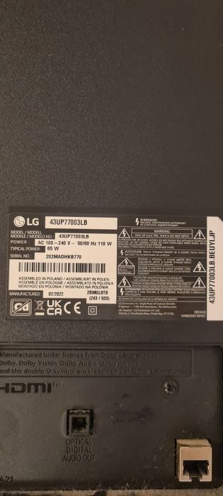 Televizor LG,cod 43UP77003LB.Necesita schimbarea display-ului.