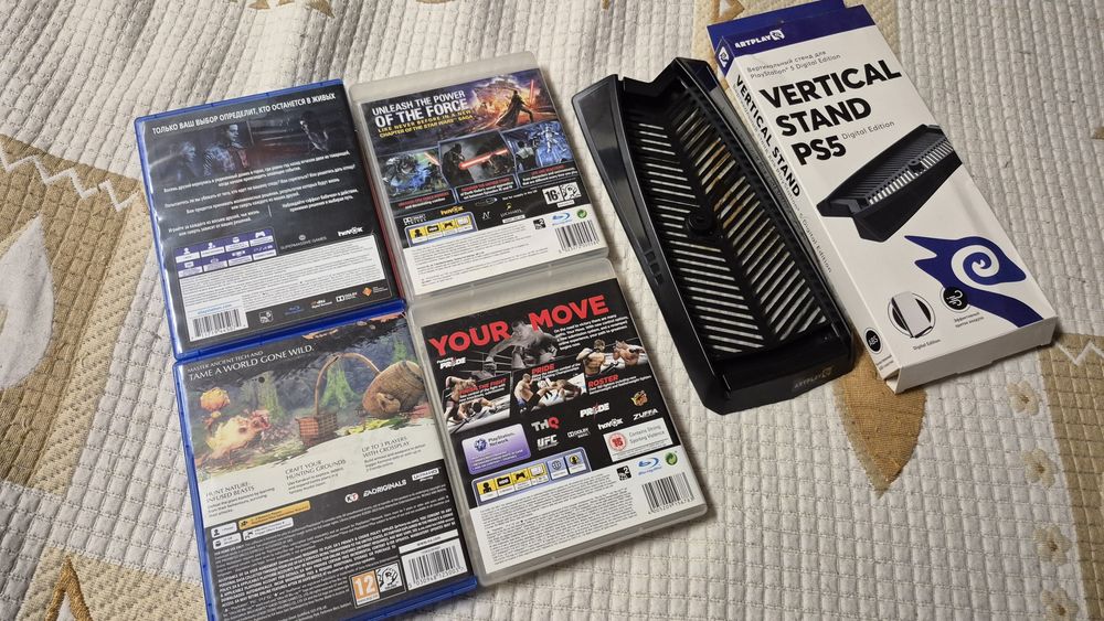 Игры PS3, PS4, PS5 и подставка PS5