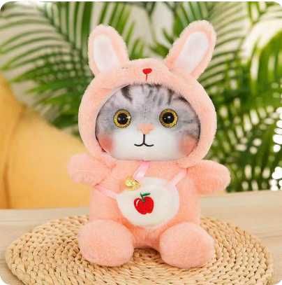 Плюшено коте с дрешка и чантичка, Плюшена играчка Коте, 30см