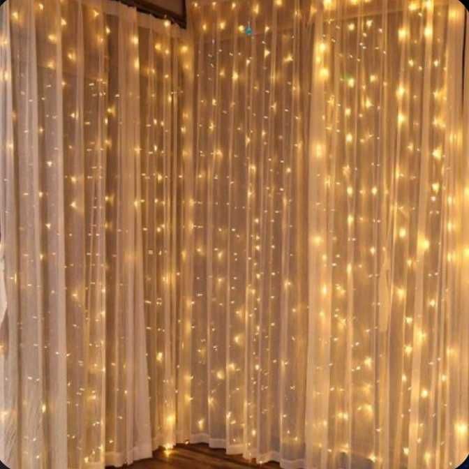 Постоянно светеща завеса 3 х 3 Бяла/топло бяла Завеса LED