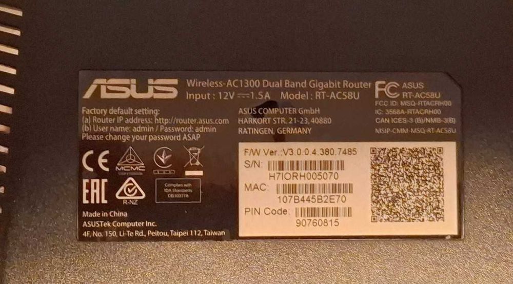 Router ASUS RT-AC58U, AC1300, Gigabit (WI-FI 5)