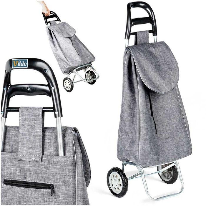 Пазарска количка, голям капацитет 30кг, лека, 28x38x96см, Vilde 489328
