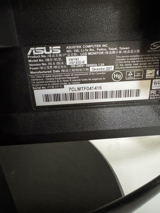 Monitor Asus VW193