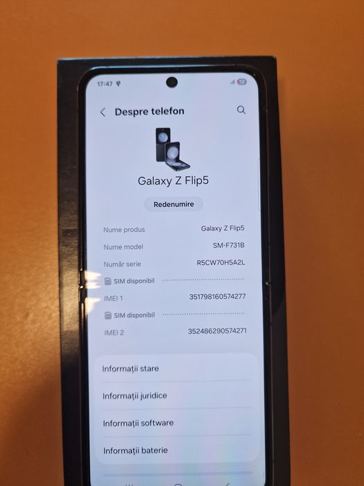 Samsung Flip5 512gb 5G, Graphite stare buna  factura garantie bonus