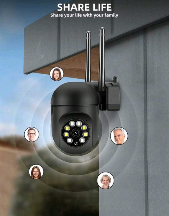 Черна HD камера за наблюдение 5 MP 360