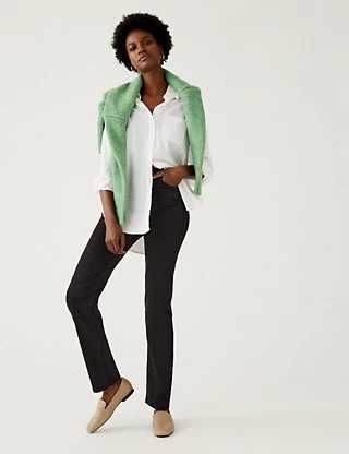 Blugi jeans elastici dama M&S Straight leg negri marime 38 uk10 ca noi