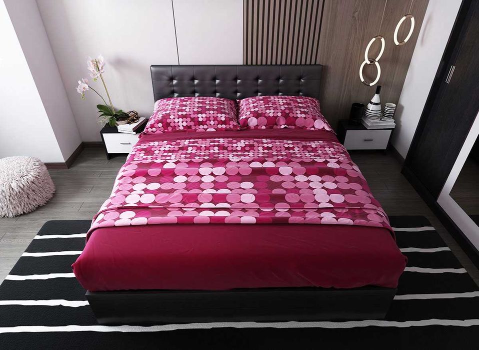 Set Mobila Dormitor Bingo F Tapitat Wenge - Transport gratuit