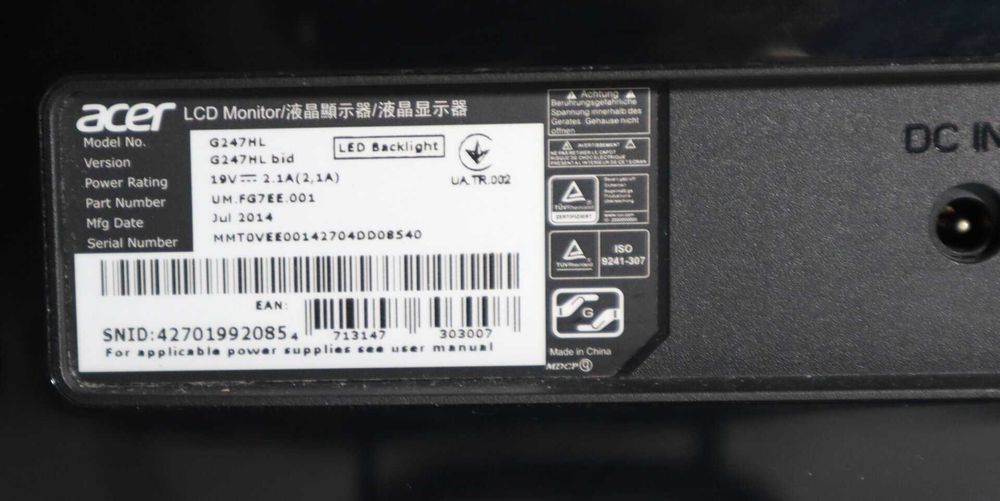 Monitor Acer 24 inch FULL HD 1920x1080 HDMI + DVI-D + VGA model G247HL