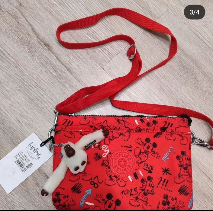 Красная Сумка Kipling с обезьяной