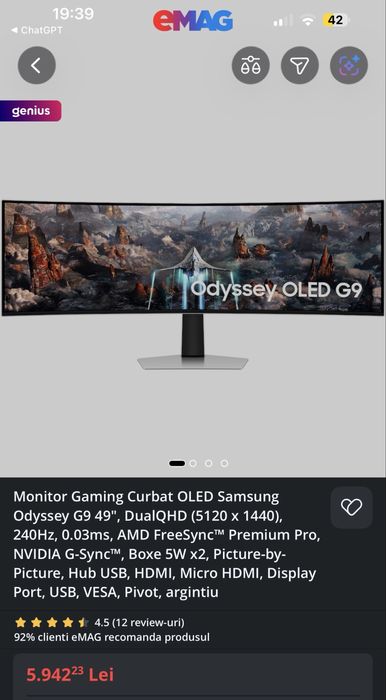 Monitor Samsung Odyssey OLED G9 49