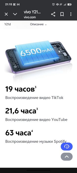 Виво у 21d на 256 гб