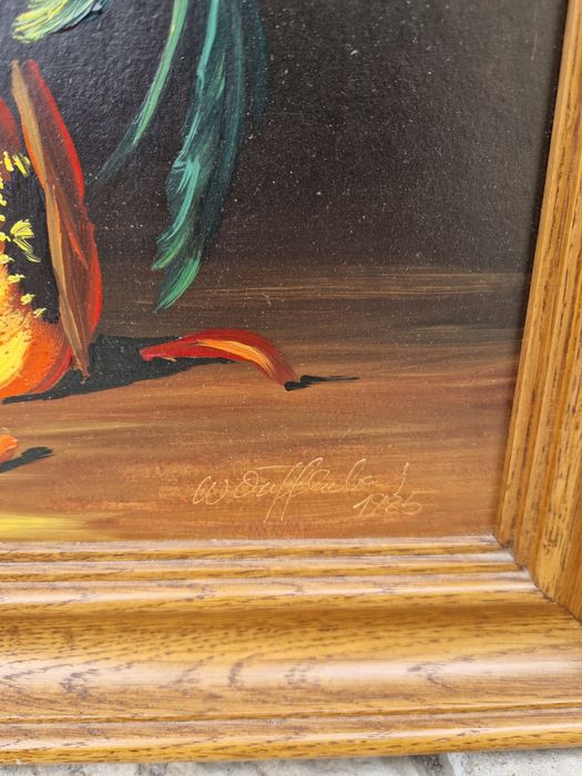 Страхотна антикварна немска авторска картина масло върху фазер