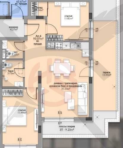 Тристаен апартамент в ж.к. Малинова долина № 923-27002