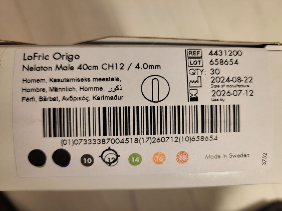 Cutie 30 buc Cateter/Sonda urinara cu gel cu autosondare 40cm unic fol