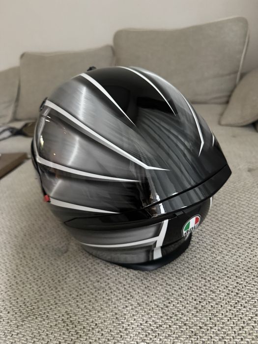 AGV K5 S full-face sport helmet in the "Tempest Black/Silver" graphic scheme