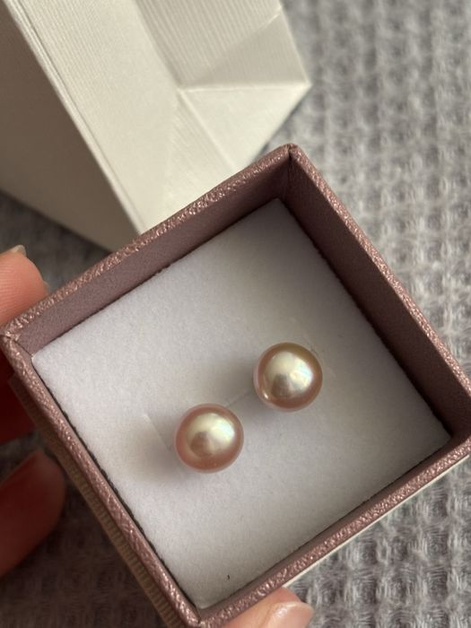 Сребърни обeци с розови перли Swan Pearls