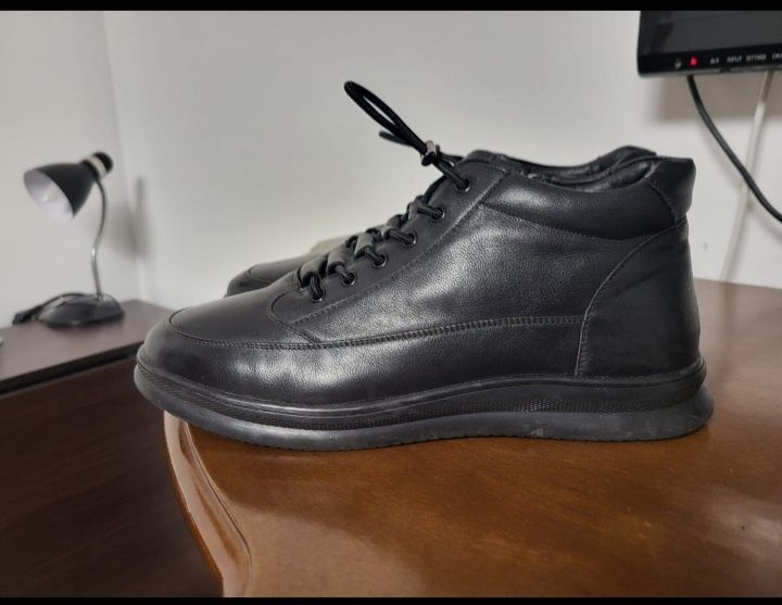 Мужские зимние кожаные ботинки