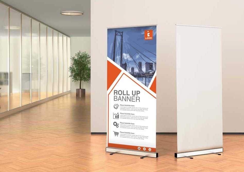 Роллап 80x200 с печатью — конструкция в комплекте