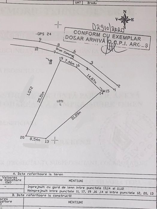 Teren intravilan 500 mp de vânzare – Bradu, Argeș
