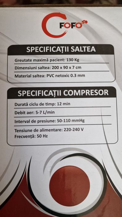 Saltea antiescara cu compresor silentios Alhena, albastra, 200x90 cm, functionare static sau alternativ, neutilizata