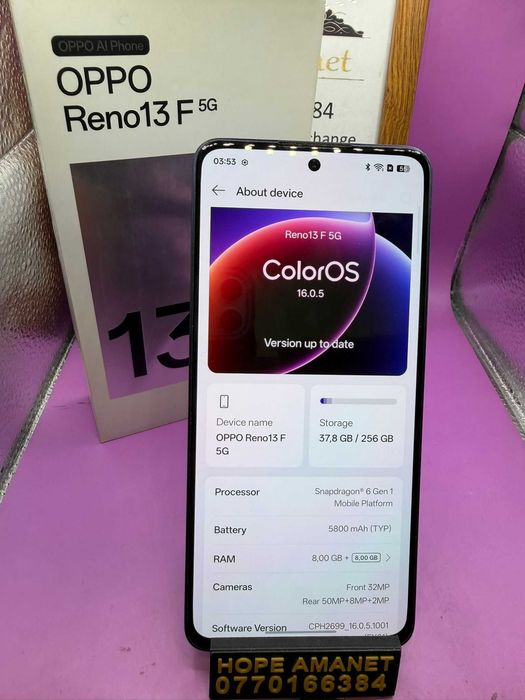 HOPE AMANET P2-Oppo reno 13f la cutie 256 GB/8 RAM