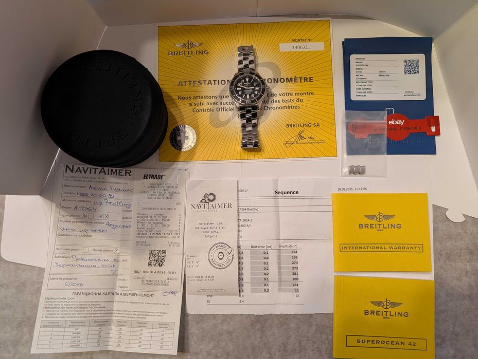 Промо! Breitling SuperOcean 42mm A17364 Black diver часовник