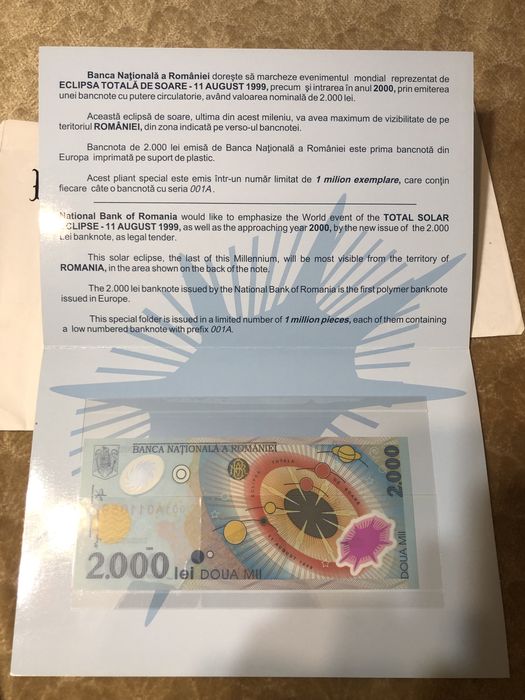 Bancnota 2000 lei Eclipsa seria A