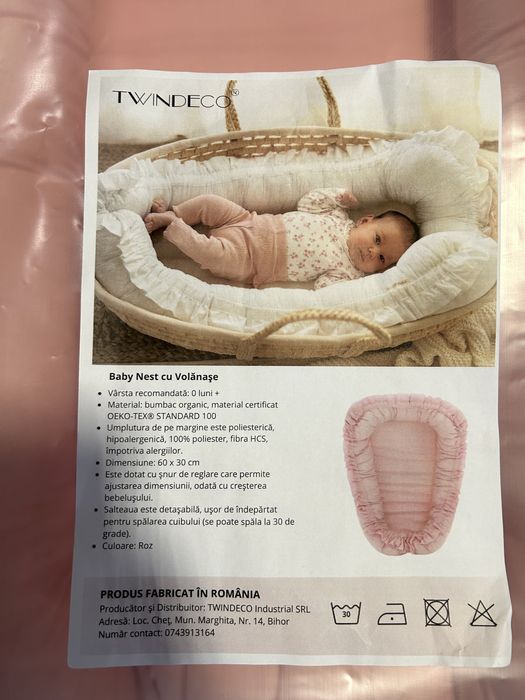 Vand baby nest, saltea de infasat si pernita bebe