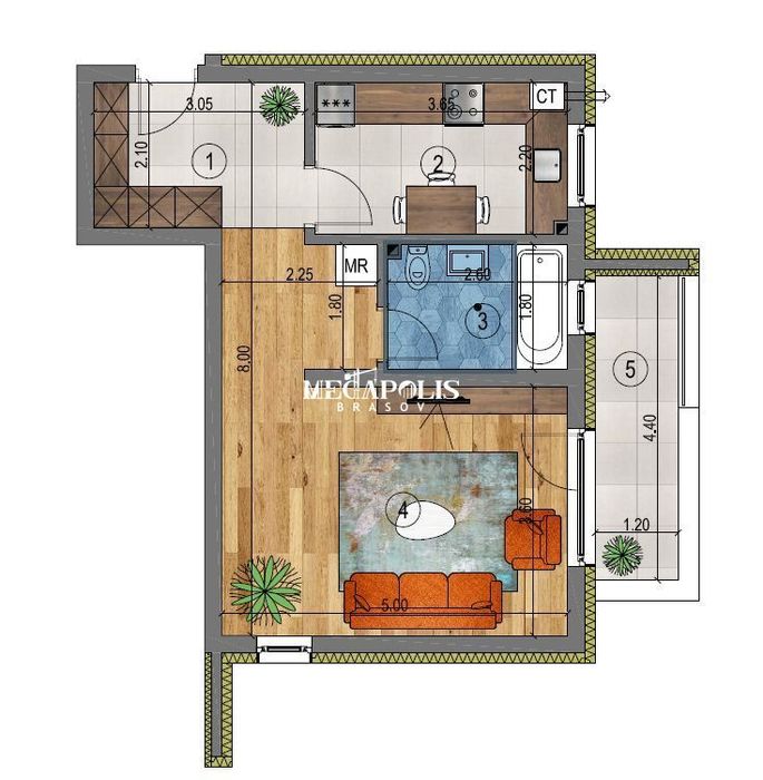 Garsoniera 1600 Euro/M2