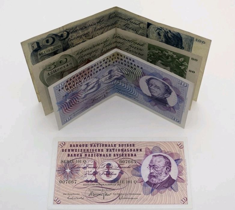 Lot 4 bancnote Franci Elvetia CHF