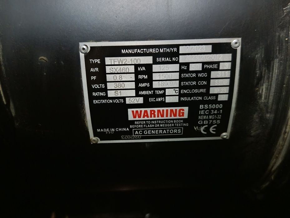 Genirator 125 KV. Yangi 2023 Yil