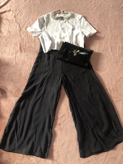 Pantaloni negri Nissa din matase cupro noi