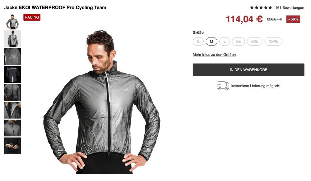 EKOI Pro Cycling Team - ултра леко яке, размер М. Ново с етикет.