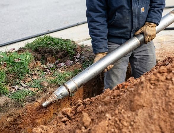 Subtraversare racheta pneumatica cabluri curent teava apa gaz canal fibra optica subtraversari sosele alei betonate pavele trotuare etc