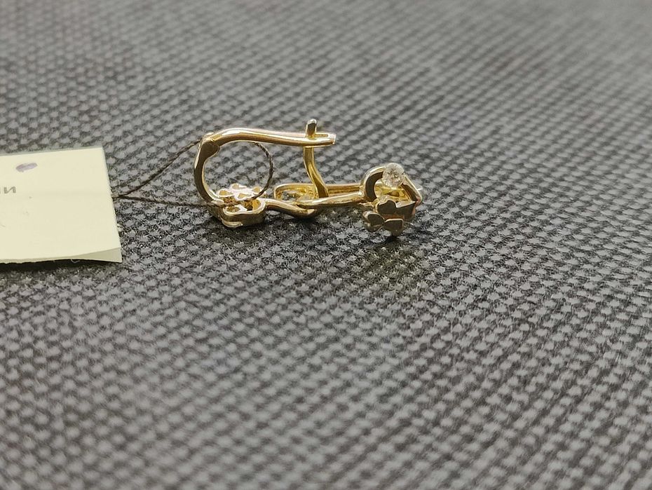 Чисто нови златни детски обеци 1.22гр-14к