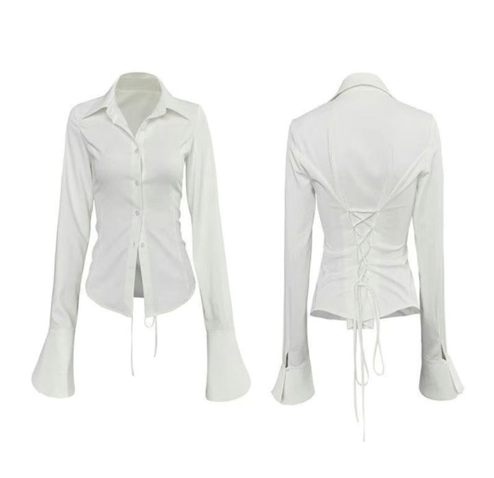 Приталенная рубашка на завязках