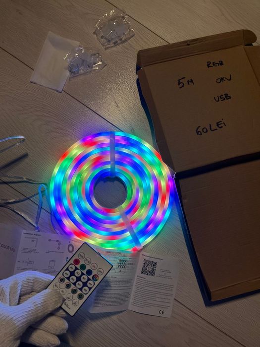 Banda Led RGB IC 5M pe usb si telecomanda wireless