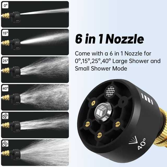 акумулаторна водоструйка с високо на0лягане 6 в 1 дюза