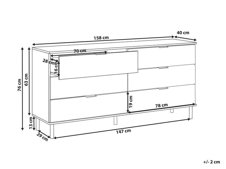 NOU Comodă 6 sertare WALPOLE, verde mentă