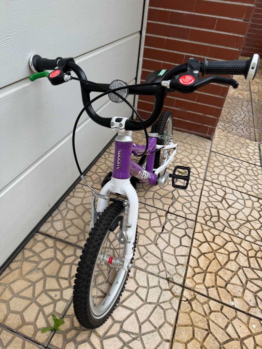 Bicicleta copii Woom 2, roti 14" + bara de sustinere pentru invatare