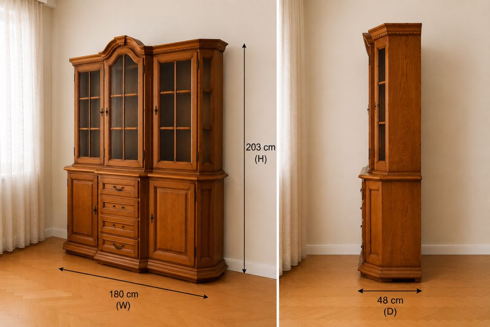 Vitrina vintage din stejar masiv
