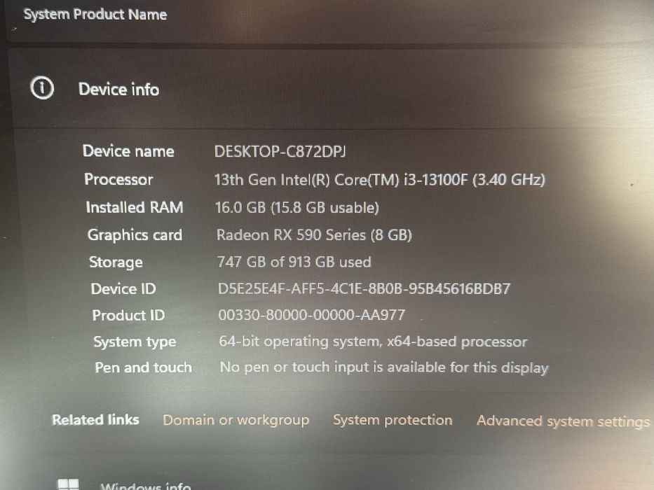 PC gaming i3-13100f RX590 8gb