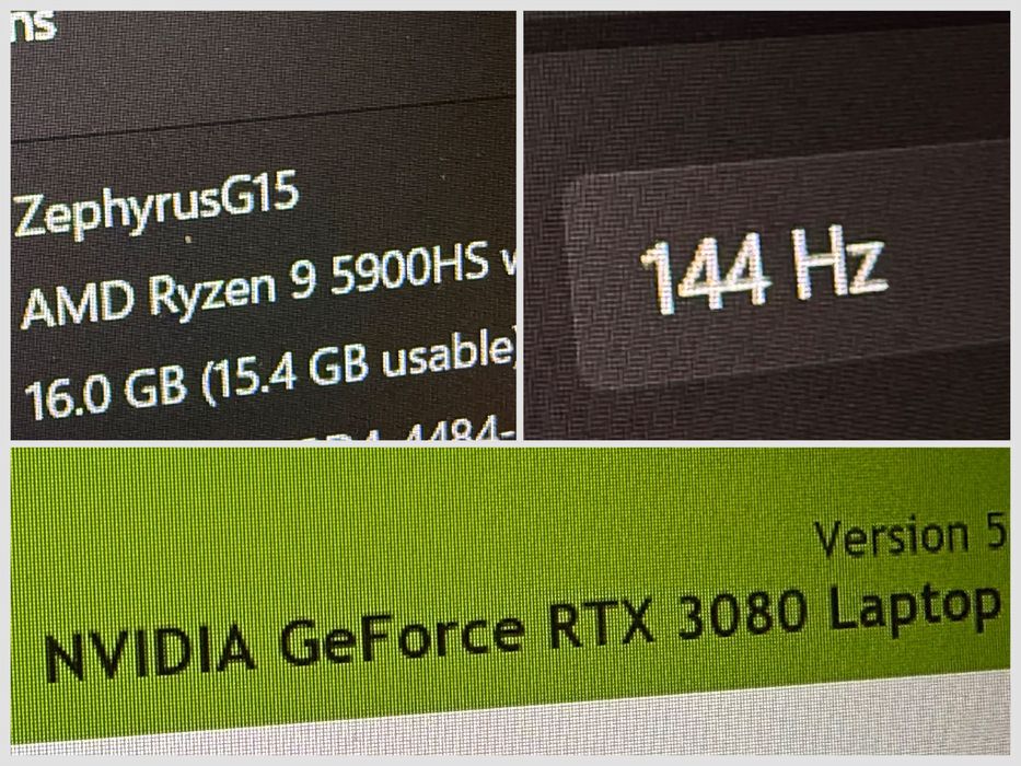 RTX 3080 8gb /Ryzen 9 /1TB ssd / 16gb /15.6 IPS 144hz /ROG Zephyrus /Adaptive-Sync