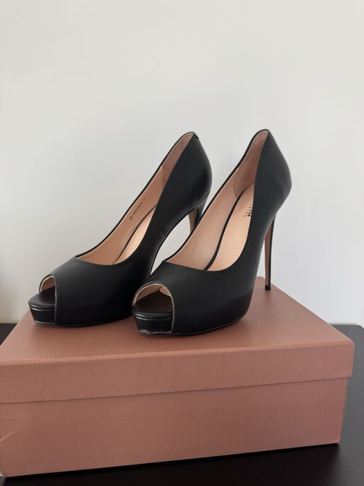 Fabiano елегантни черни обувки/токчета от естествена кожа