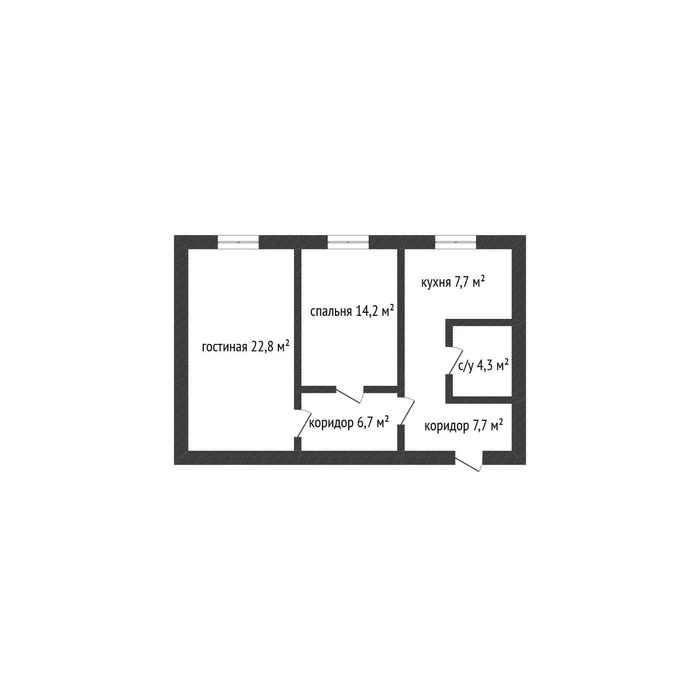 2-комн. квартира, 63,4м²