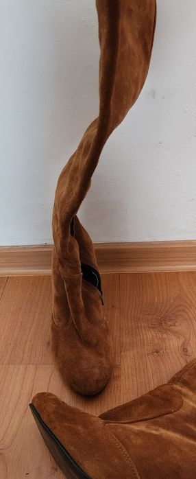 Cizme piele intoarsa camel